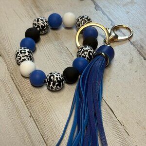 Leopard and Blue Writlet Keychain
